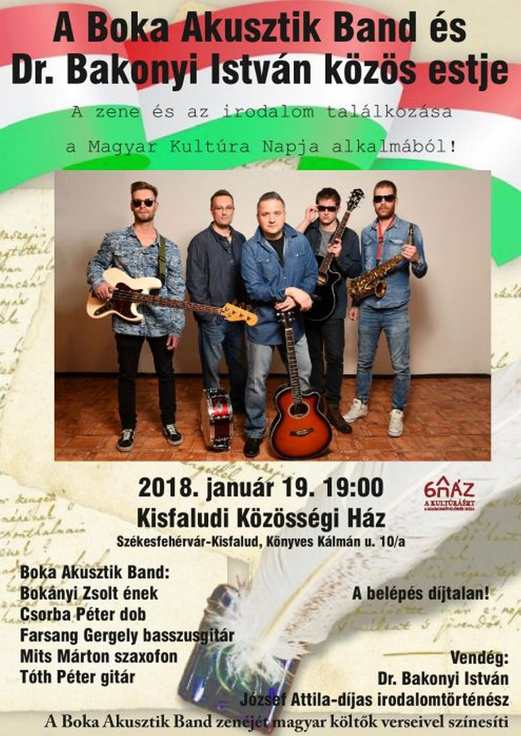 A Boka Akusztik Band és Bakonyi István közös estje a Kisfaludi Közösségi Házban